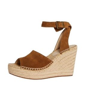 KENNETH COLE New York Olivia Wedge Espadrille Brown Sandals Women's Size 7.5